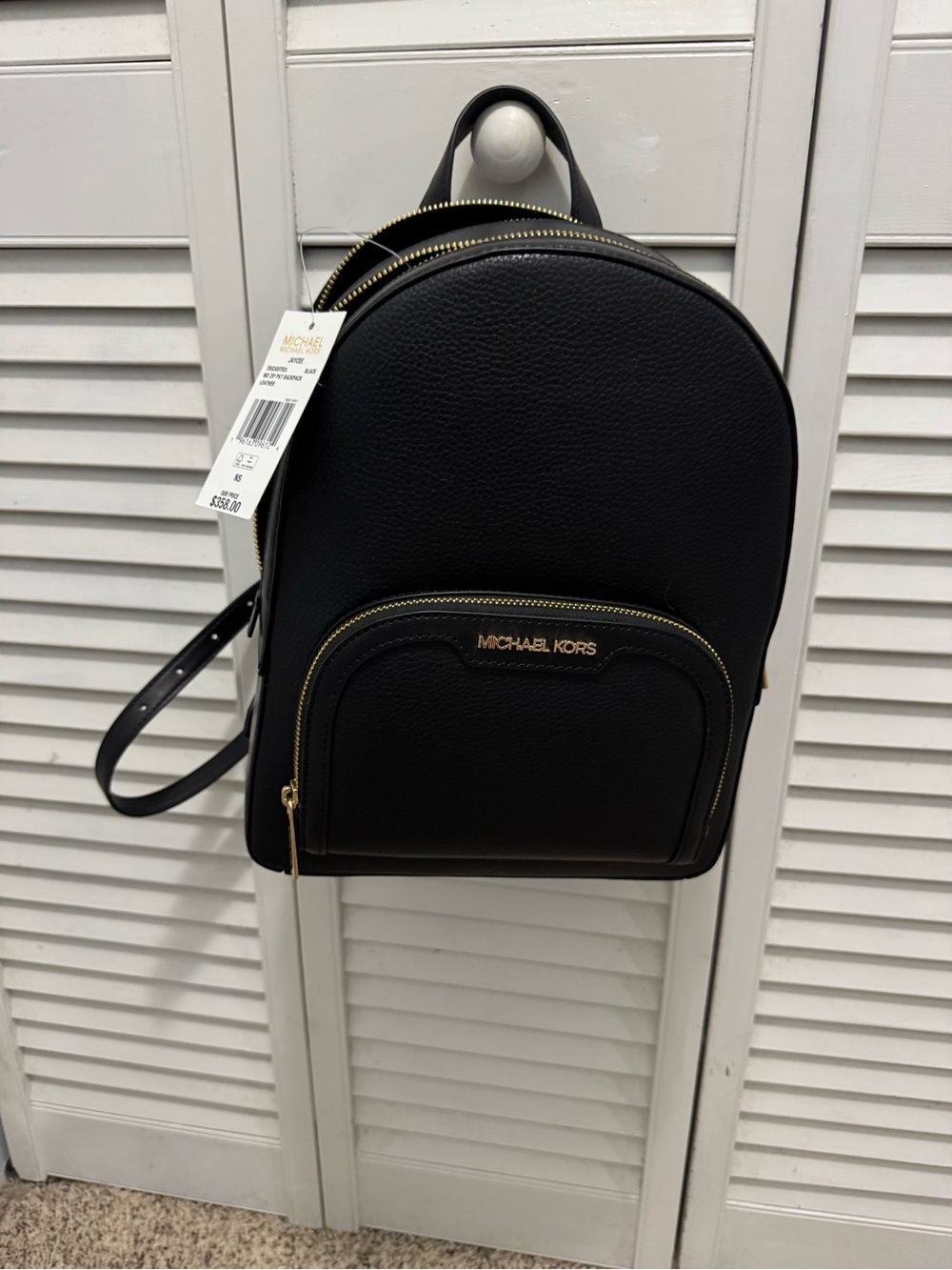 Michael Kors Black Pebbled Leather Mini Backpack with Gold Hardware